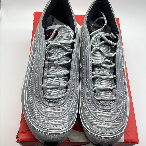 Nike Air Max 97 QS GS Metallic Silver/Varsity Red/White Grade School Kids' Shoe - Picture 10 of 16